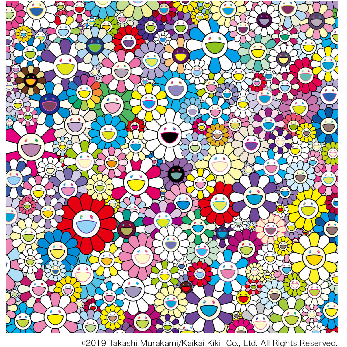 村上隆 ポスター 【小さなお花の絵：ピンクや紫やいろんな色】 Takashi Murakami / Edition 300 / Signed. -  美術品